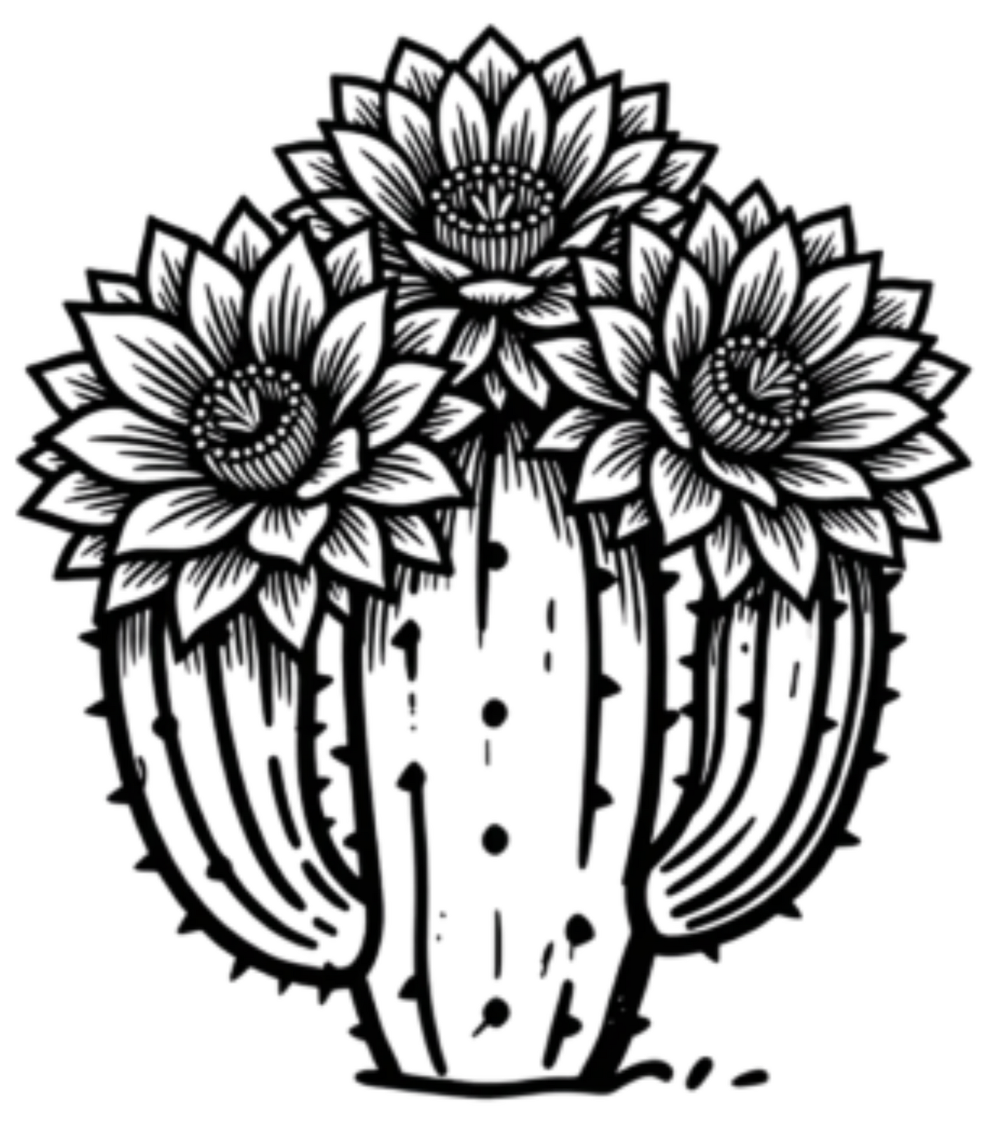 Main logo transparent background A southwestern cactus in bloom with three flowers